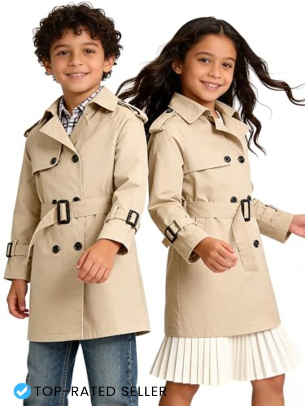 Kids Waterproof Double Breasted Trench Coat Windproof